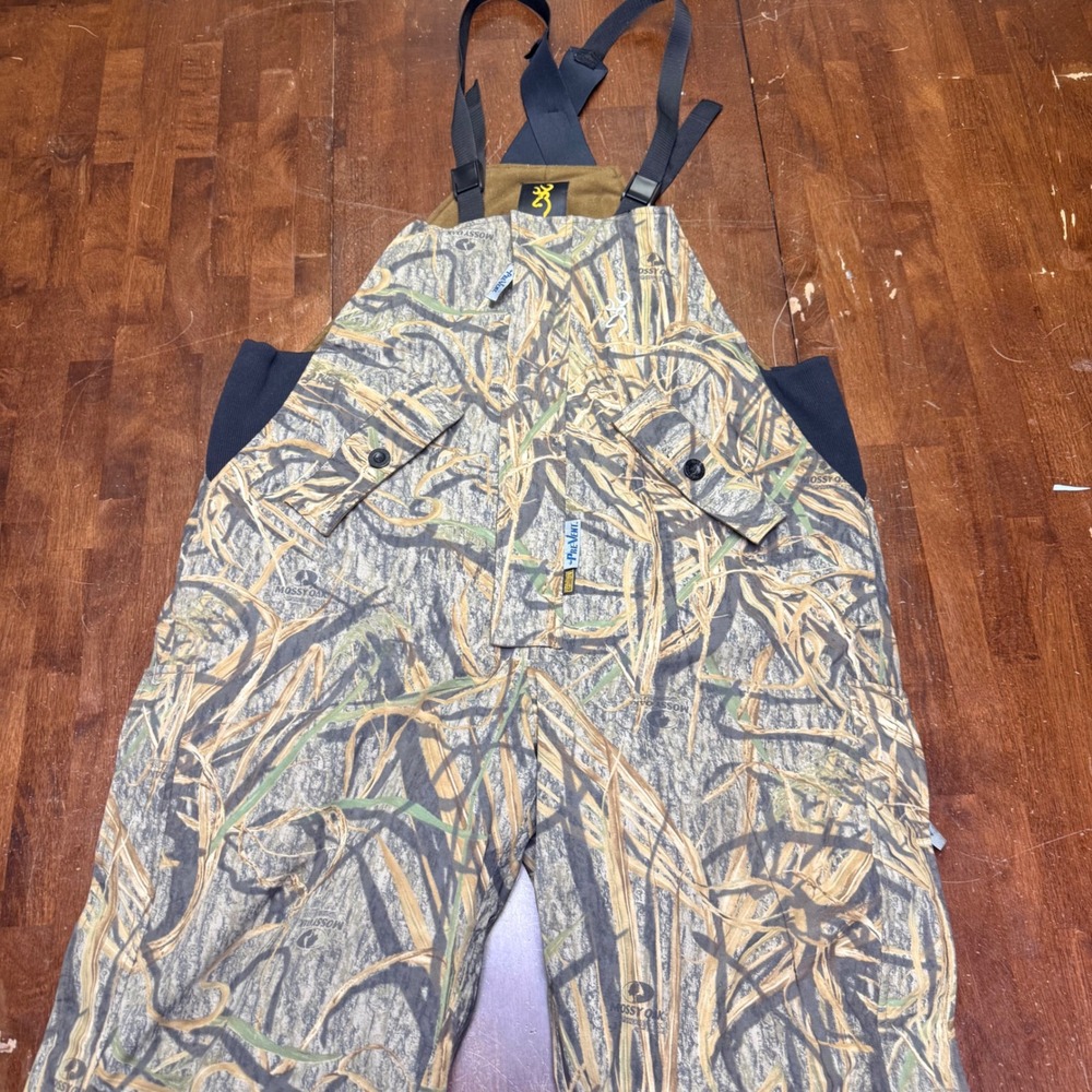 Browning Hunting‎ Bibs Mens XL Camo Mossy Oak Shadow Grass Pre-Vent Thermore